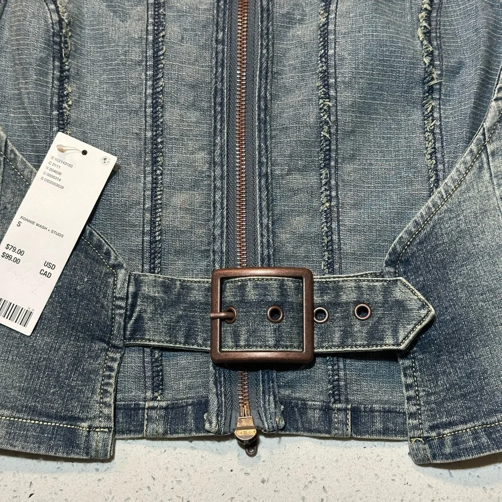 NWT studded open-back cropped denim vest top by Urban Outfitters / NEW - Picture 9 of 16